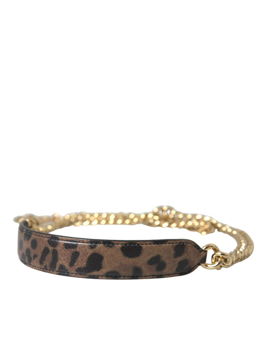 Correa de hombro con accesorio para bolso de leopardo marrón