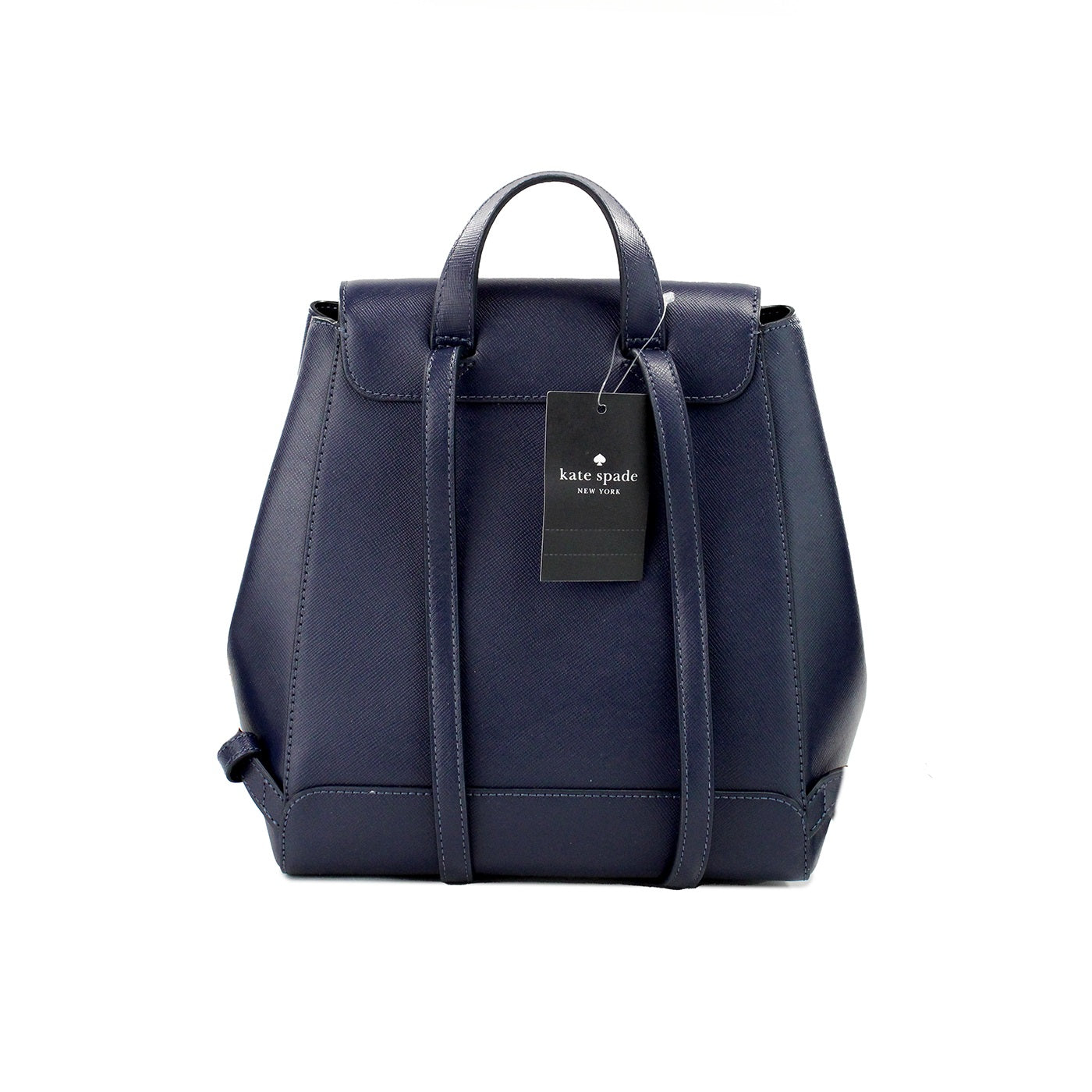 Mochila de hombro con solapa mediana de piel saffiano azul marino Madison