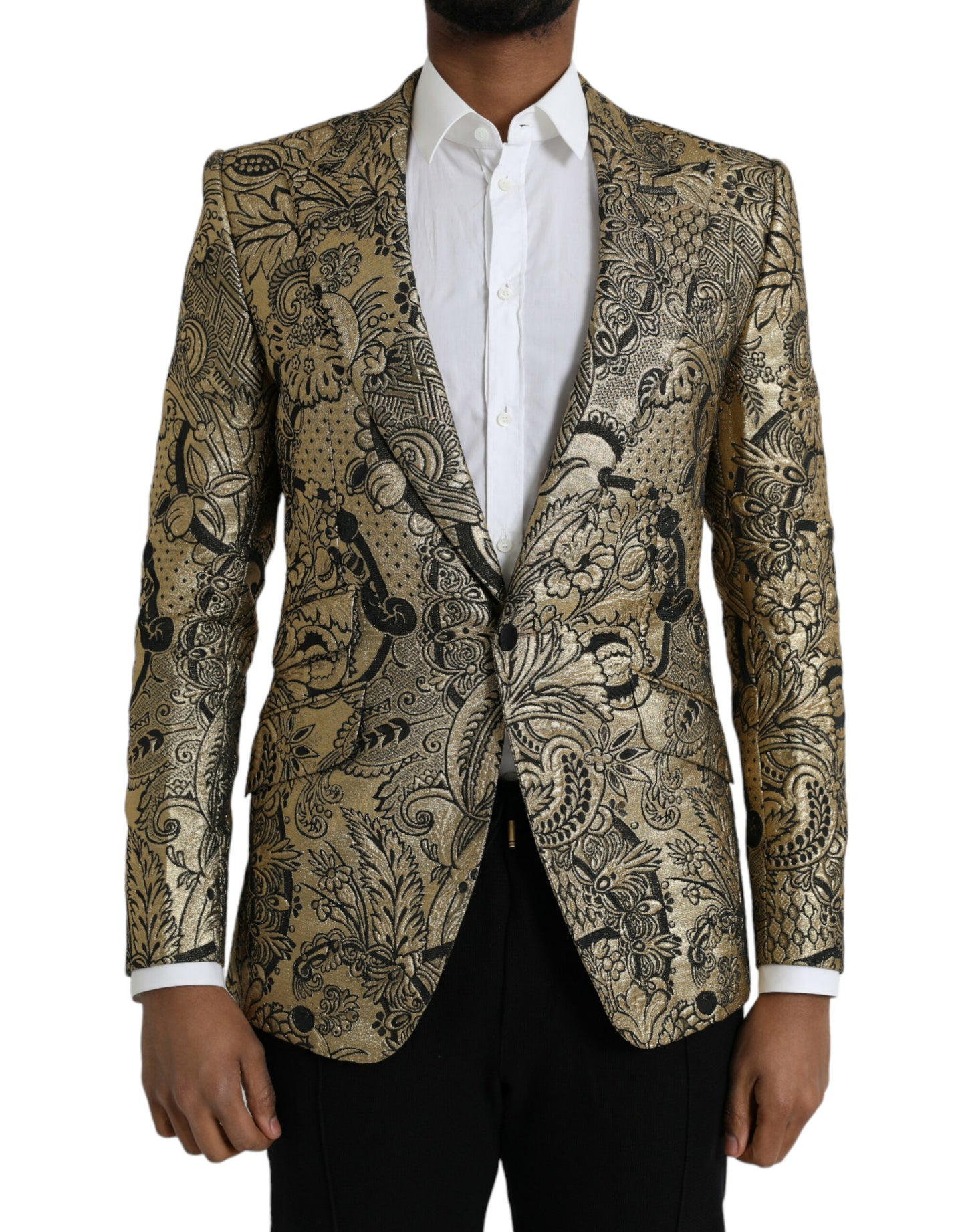 Blazer de botonadura sencilla en jacquard SICILIA dorado