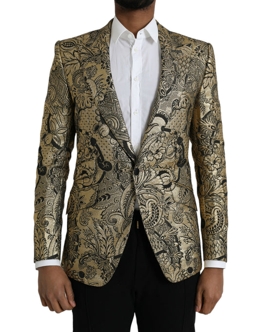 Blazer de botonadura sencilla en jacquard SICILIA dorado