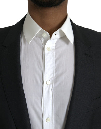 Blazer de lana negra con muesca y botonadura sencilla