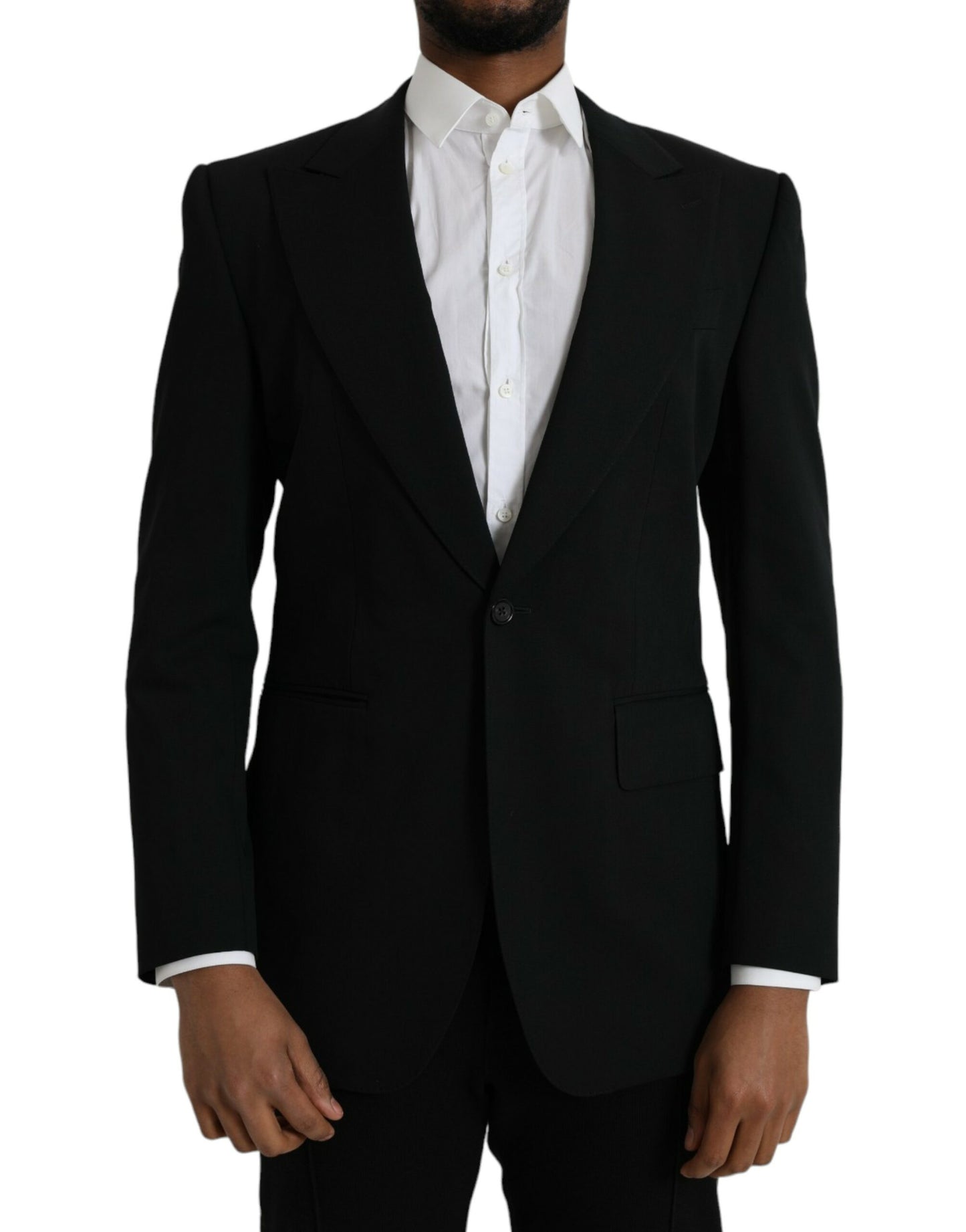 Blazer de lana negra con botonadura sencilla