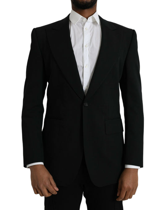 Blazer de lana negra con botonadura sencilla