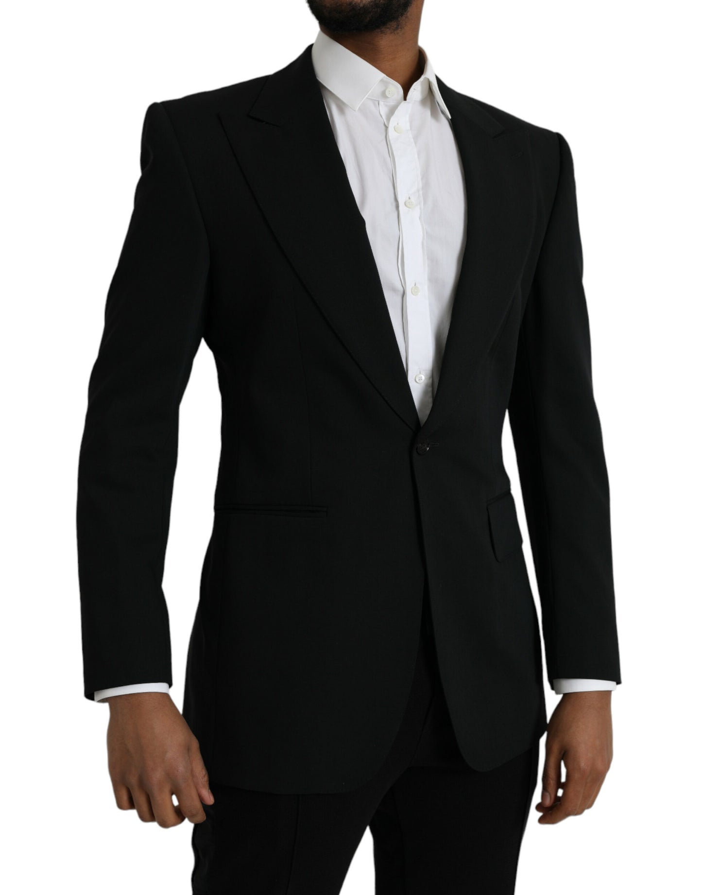 Blazer de lana negra con botonadura sencilla
