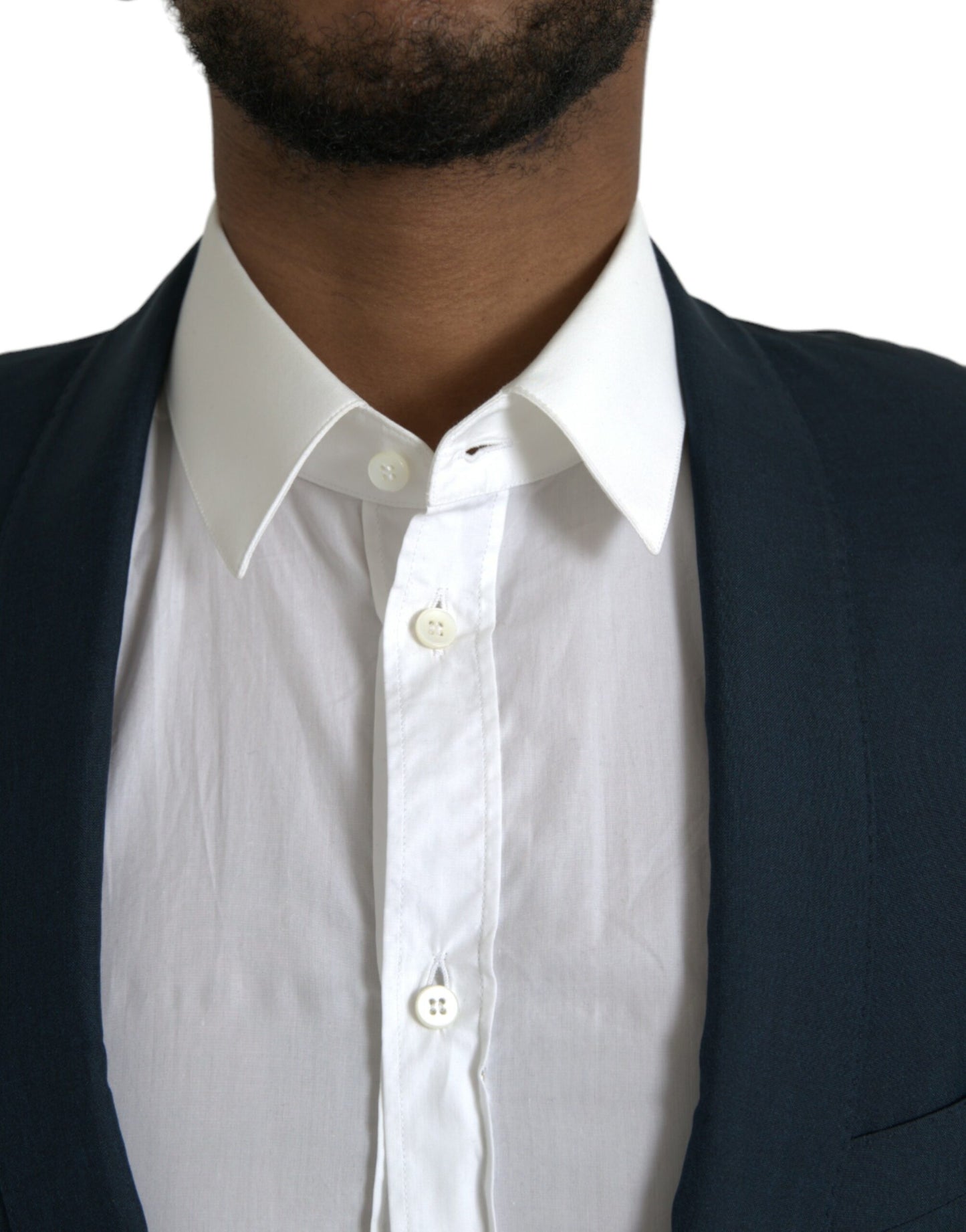 Blazer de botonadura sencilla con muesca azul GOLD