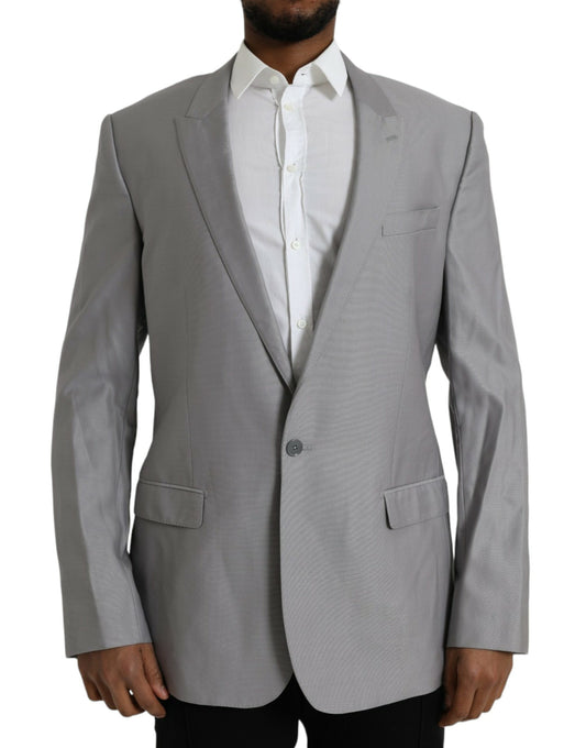 Blazer de lana gris con botonadura sencilla