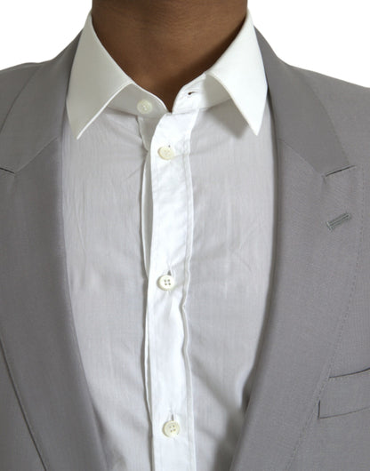 Blazer de lana gris con botonadura sencilla