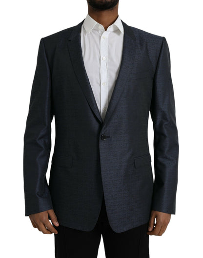 Blazer de lana azul dorado con botonadura sencilla