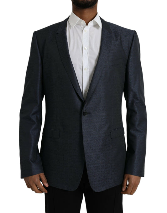 Blazer de lana azul dorado con botonadura sencilla