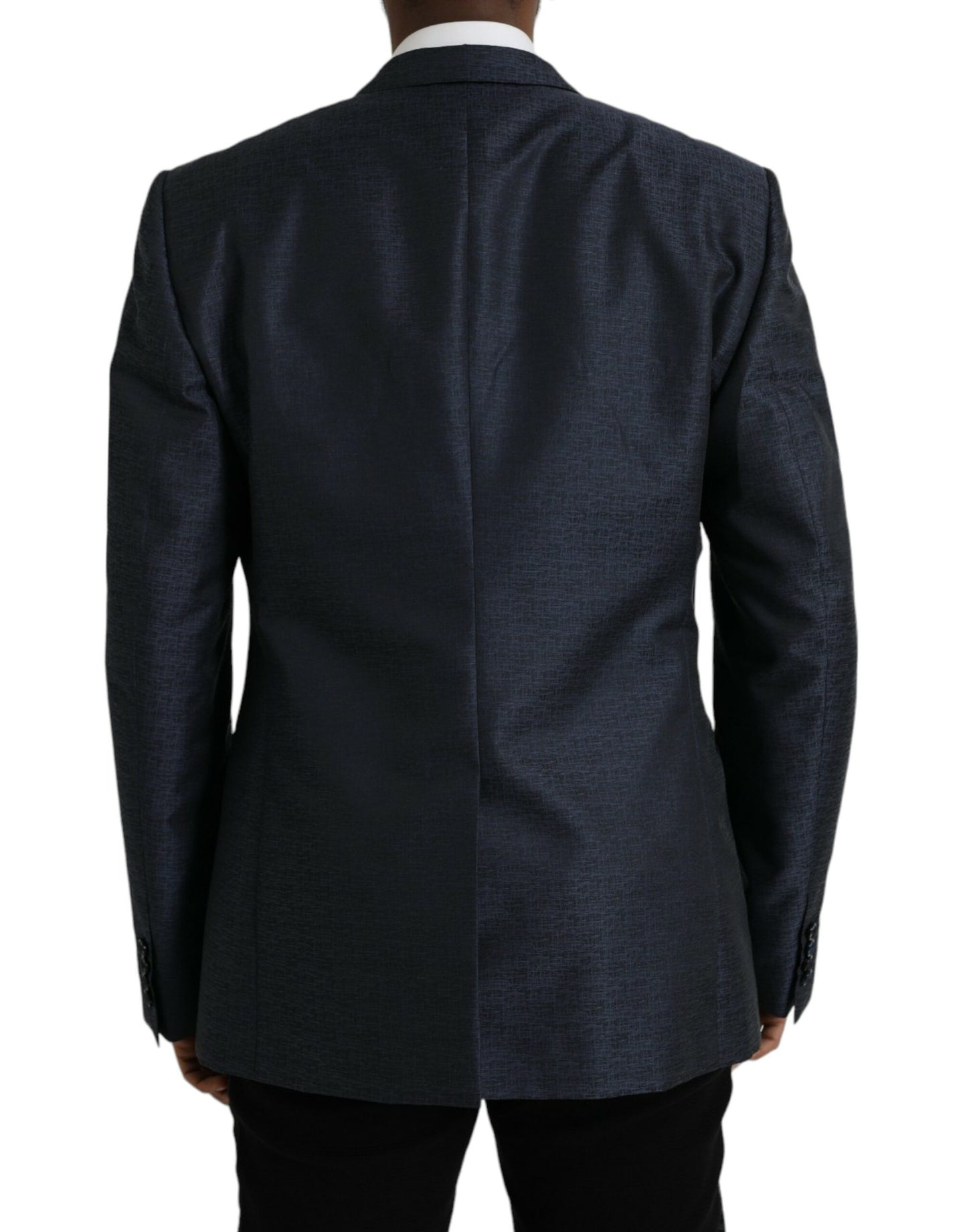 Blazer de lana azul dorado con botonadura sencilla