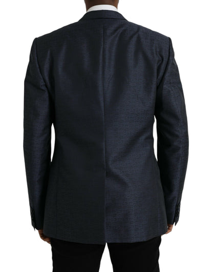 Blazer de lana azul dorado con botonadura sencilla