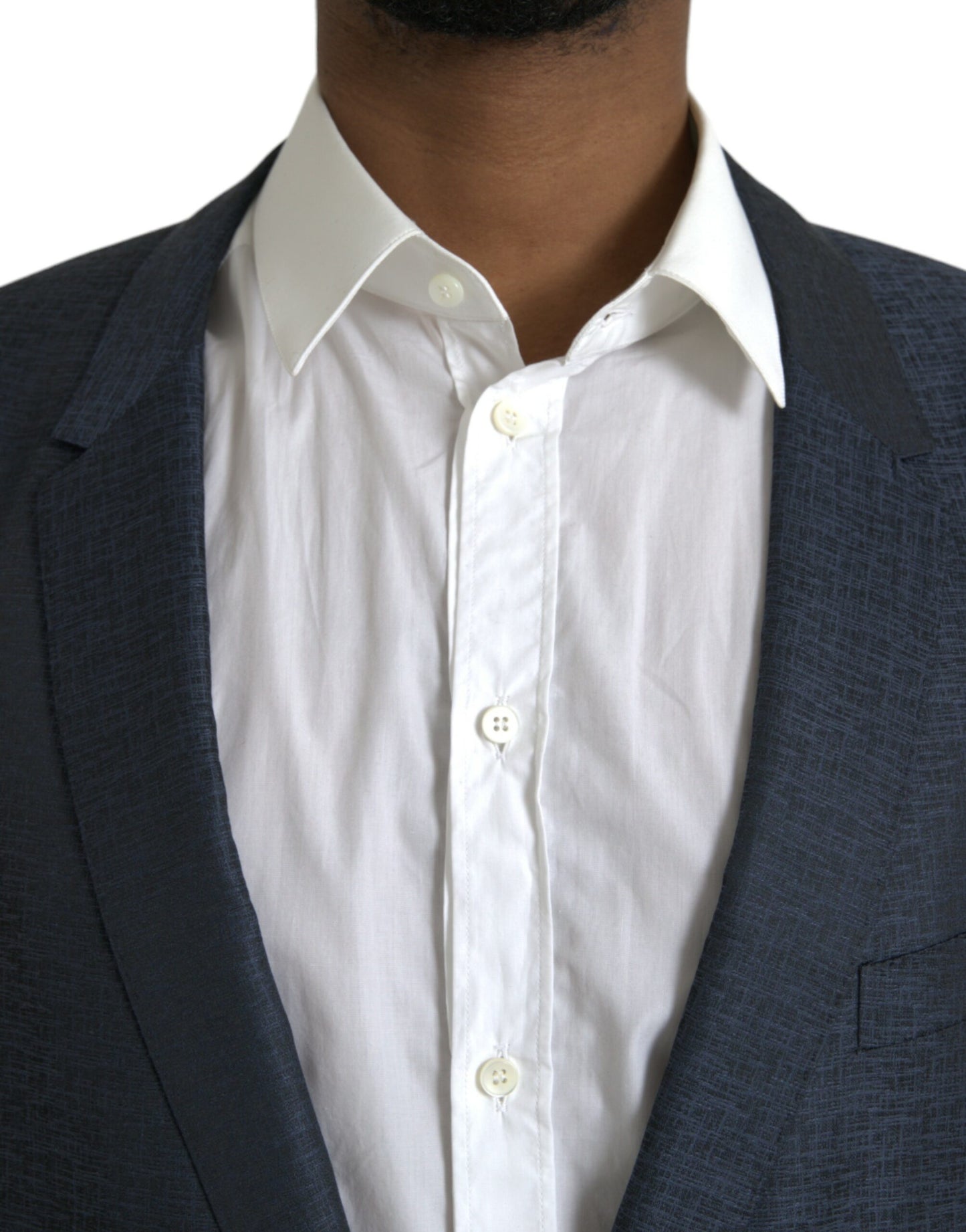 Blazer de lana azul dorado con botonadura sencilla