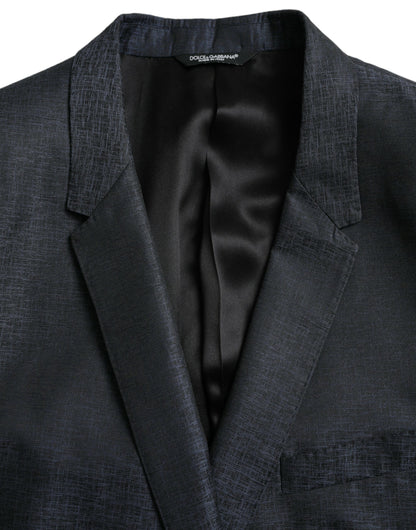 Blazer de lana azul dorado con botonadura sencilla