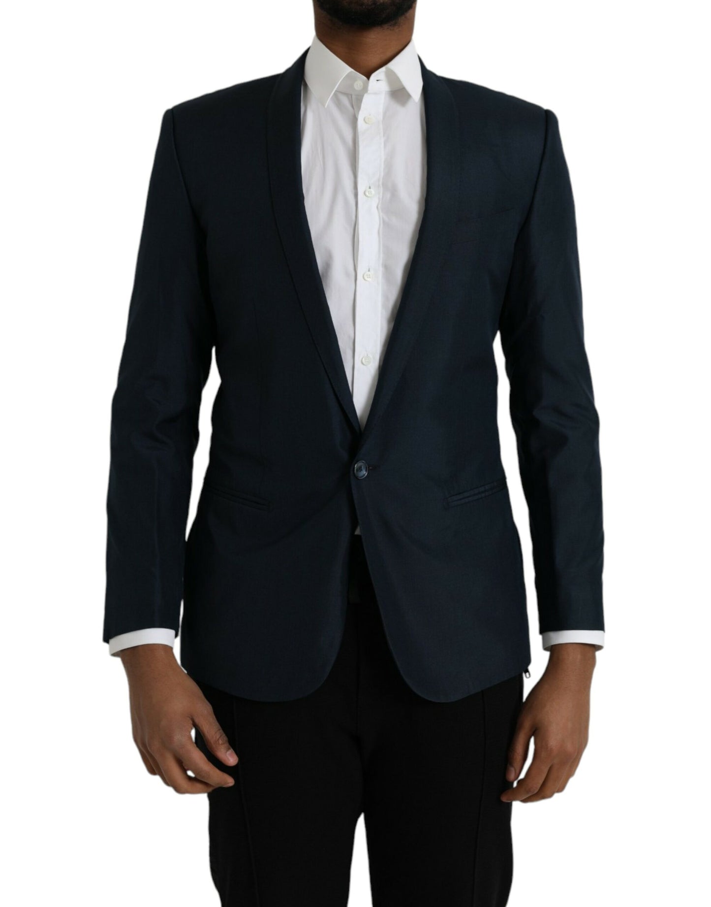 Blazer de botonadura sencilla con chal azul MARTINI