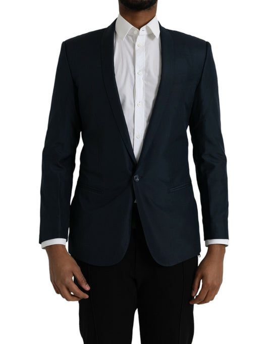 Blazer de botonadura sencilla con chal azul MARTINI