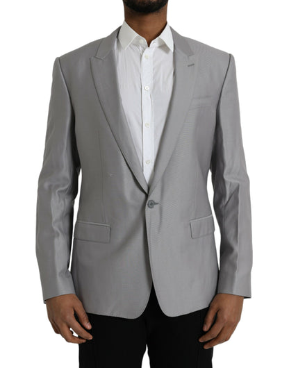 Blazer de lana gris con botonadura sencilla