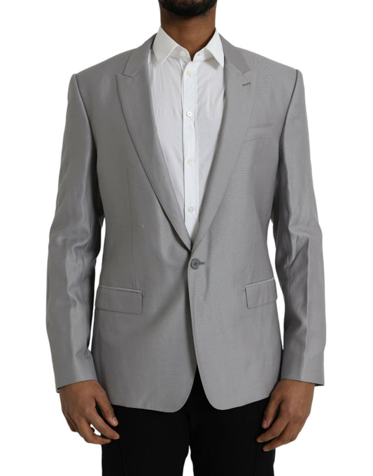 Blazer de lana gris con botonadura sencilla