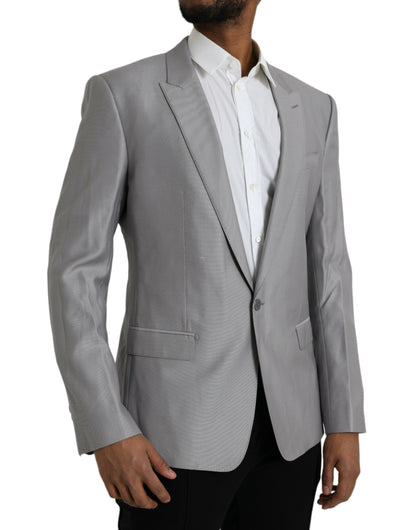 Blazer de lana gris con botonadura sencilla