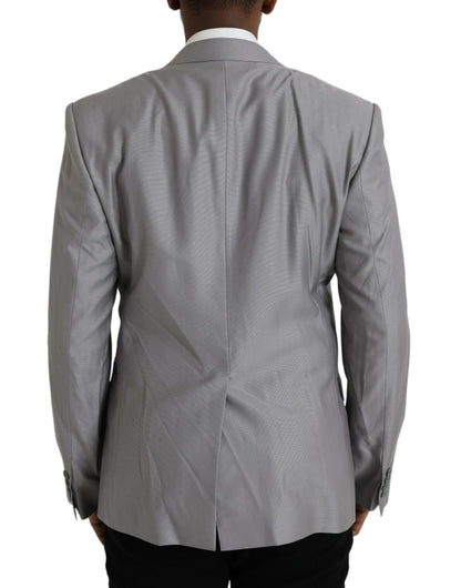 Blazer de lana gris con botonadura sencilla