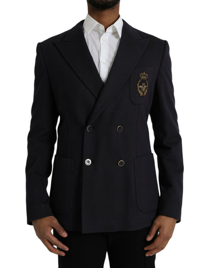 Blazer cruzado con diseño de abeja y corona azul oscuro