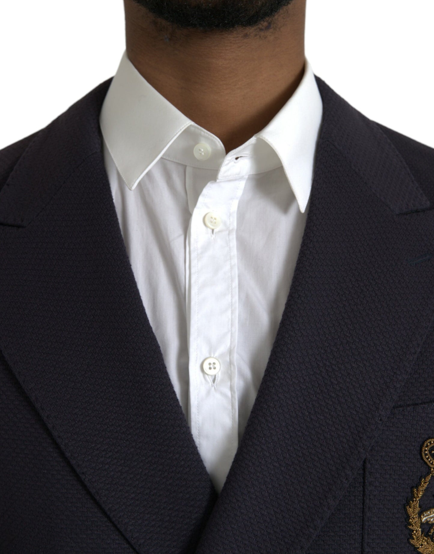 Blazer cruzado con diseño de abeja y corona azul oscuro