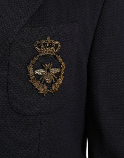 Blazer cruzado con diseño de abeja y corona azul oscuro