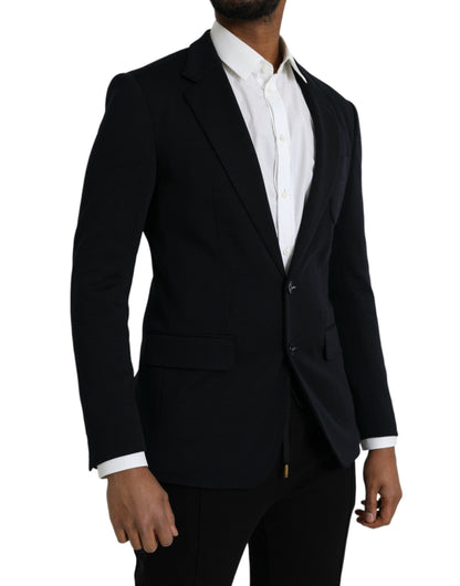 Blazer de lana negra con muesca y botonadura sencilla