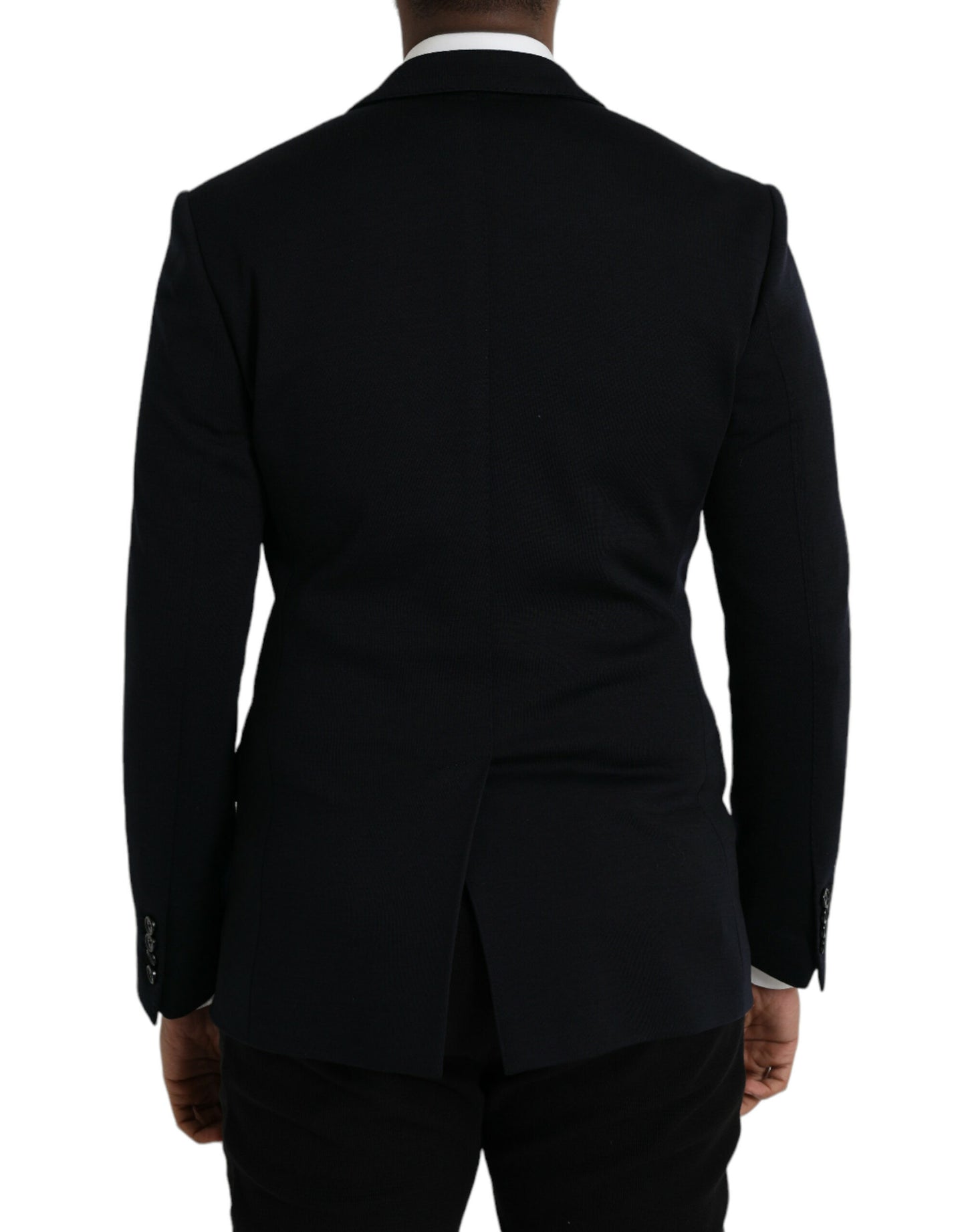 Blazer de lana negra con muesca y botonadura sencilla