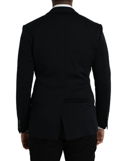 Blazer de lana negra con muesca y botonadura sencilla