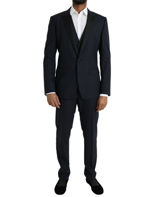Traje formal de tres piezas de lana MARTINI azul oscuro