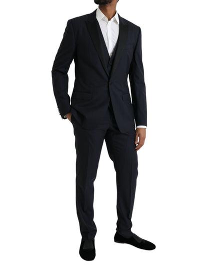 Traje formal de tres piezas de lana MARTINI azul oscuro