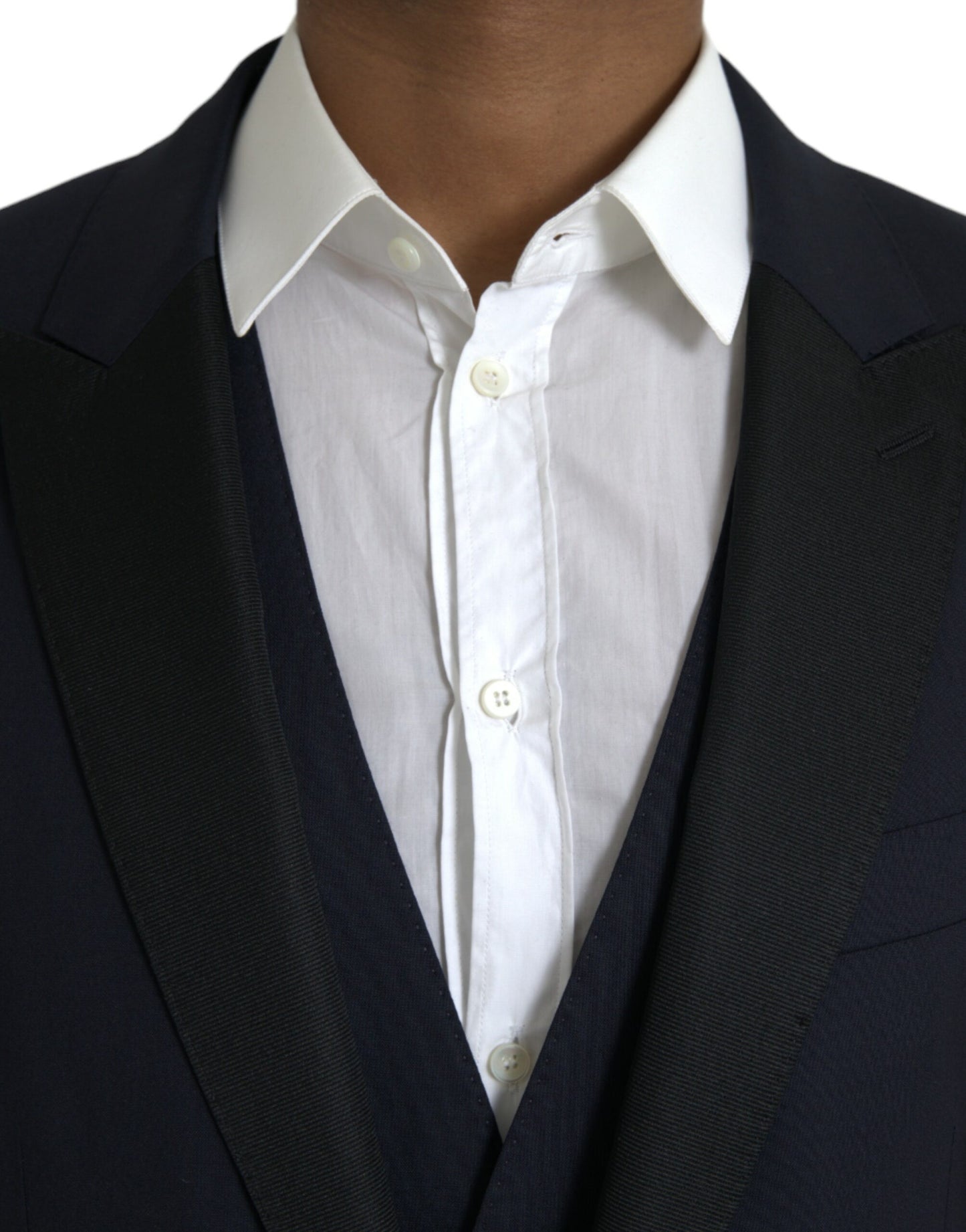 Traje formal de tres piezas de lana MARTINI azul oscuro