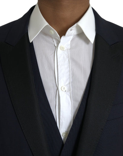 Traje formal de tres piezas de lana MARTINI azul oscuro
