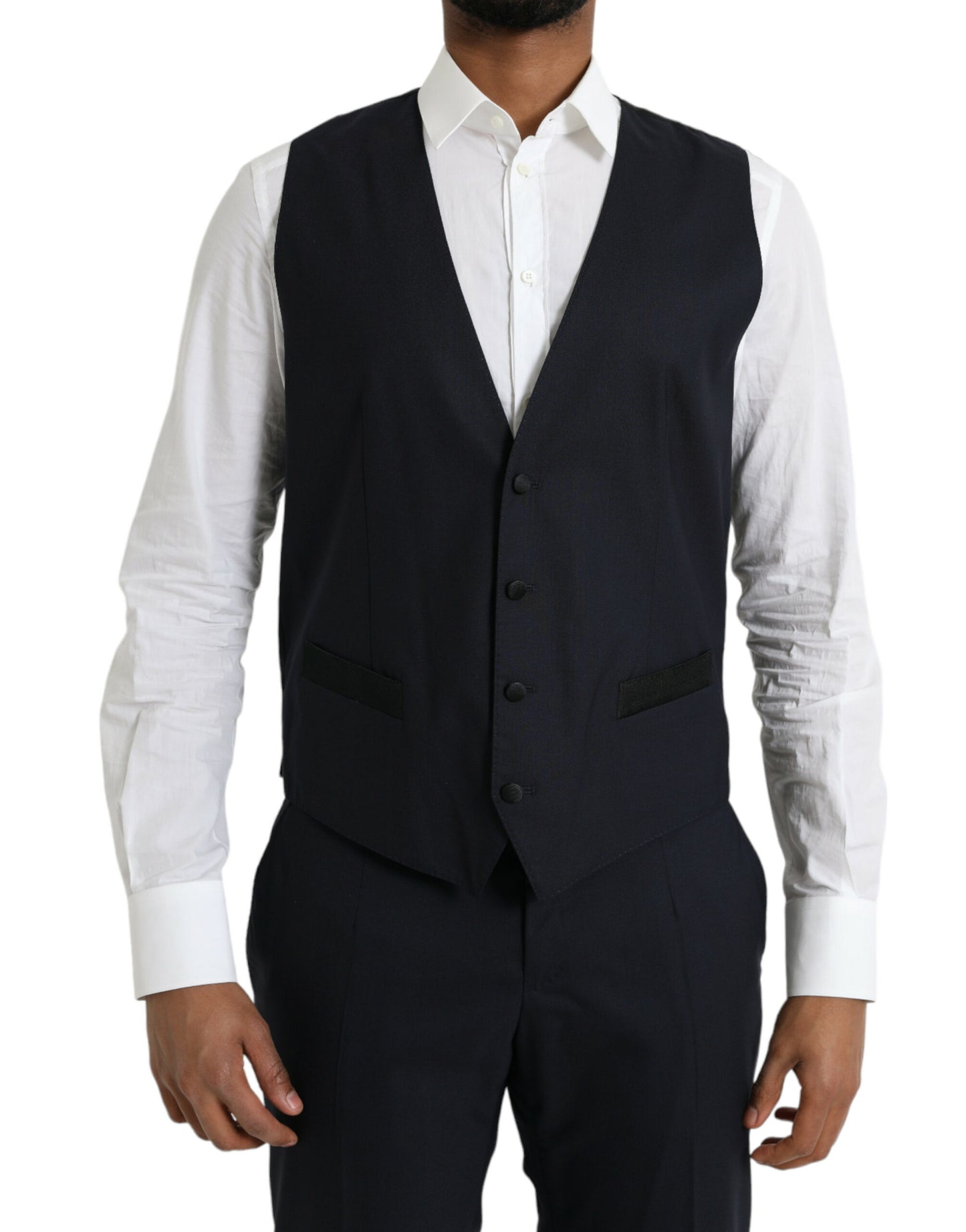 Traje formal de tres piezas de lana MARTINI azul oscuro