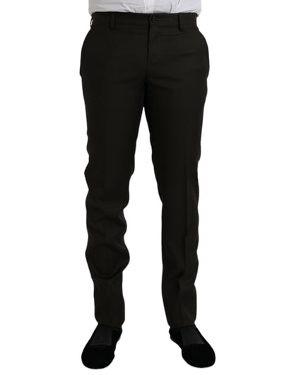 Pantalones formales ajustados de lana marrón oscuro