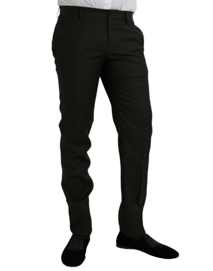 Pantalones formales ajustados de lana marrón oscuro