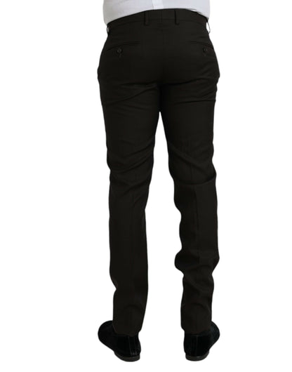 Pantalones formales ajustados de lana marrón oscuro