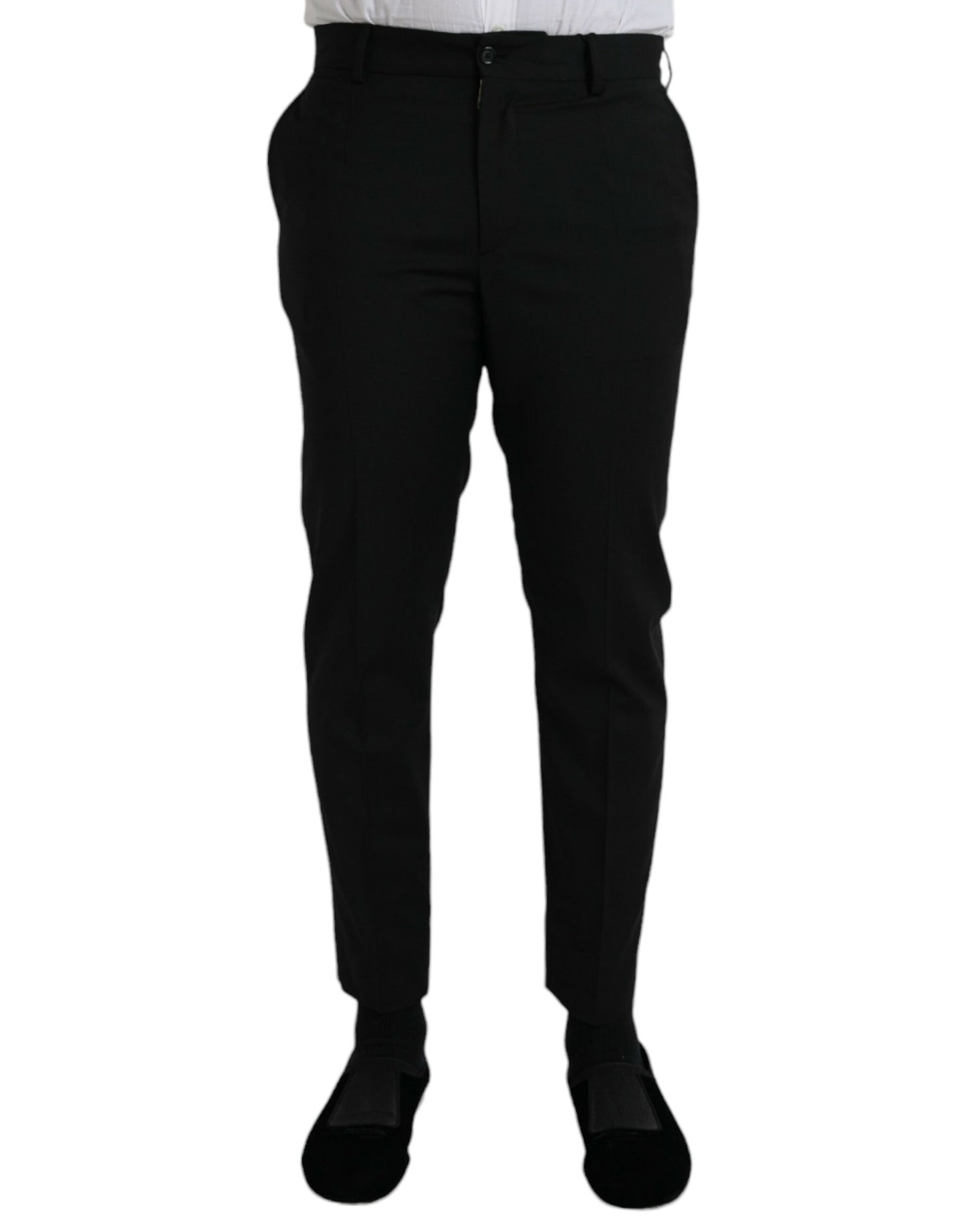 Pantalones formales ajustados de lana negra