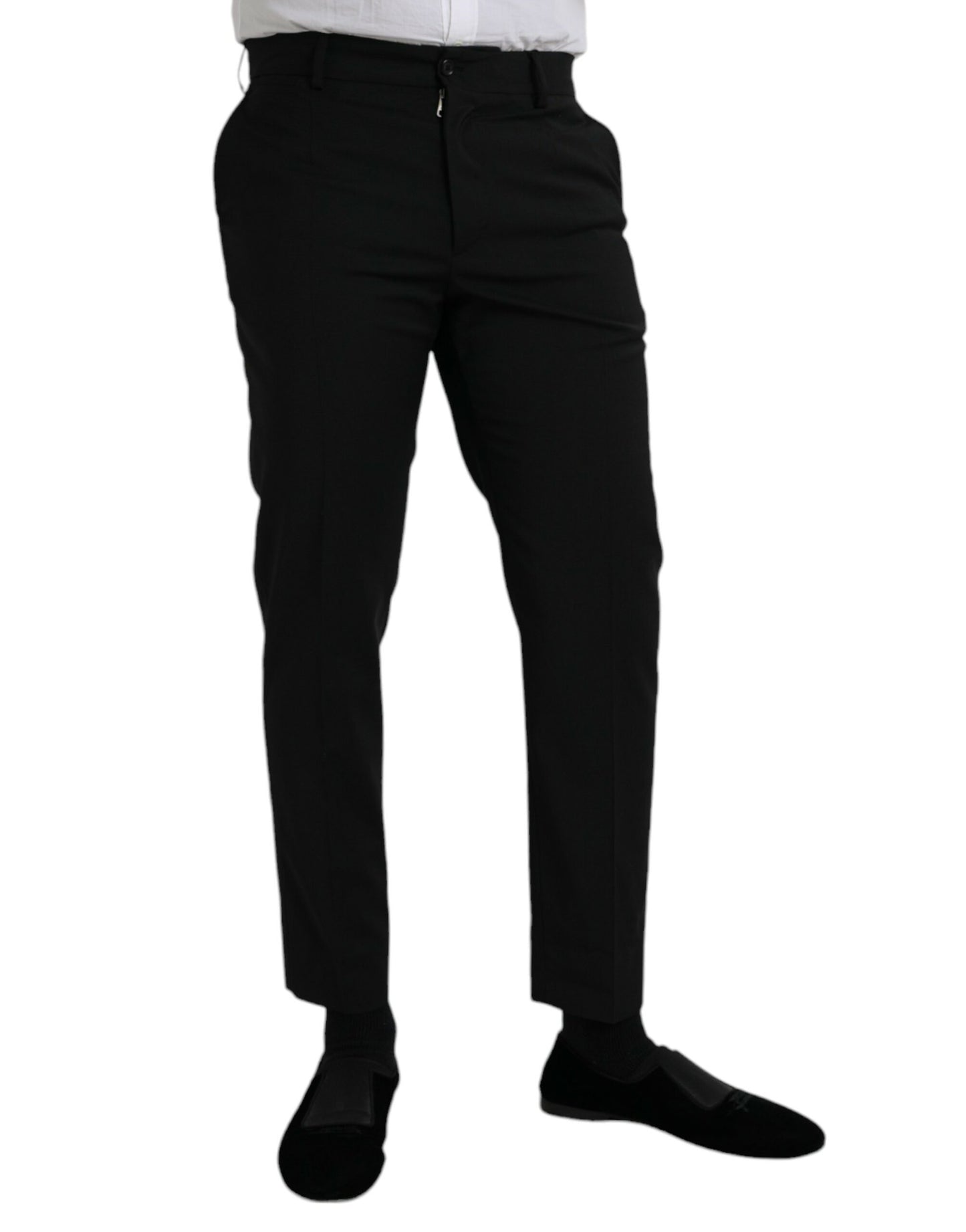 Pantalones formales ajustados de lana negra