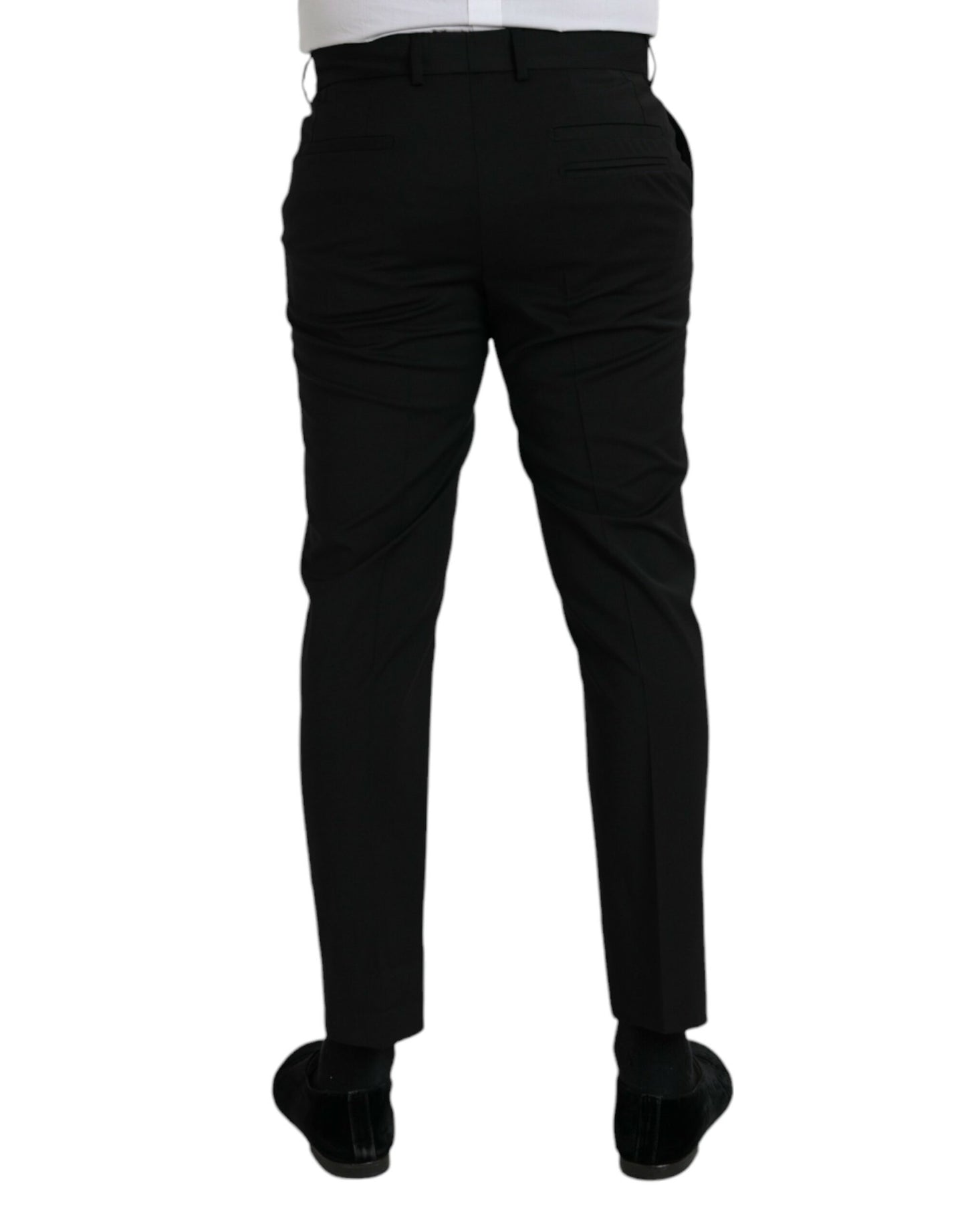 Pantalones formales ajustados de lana negra