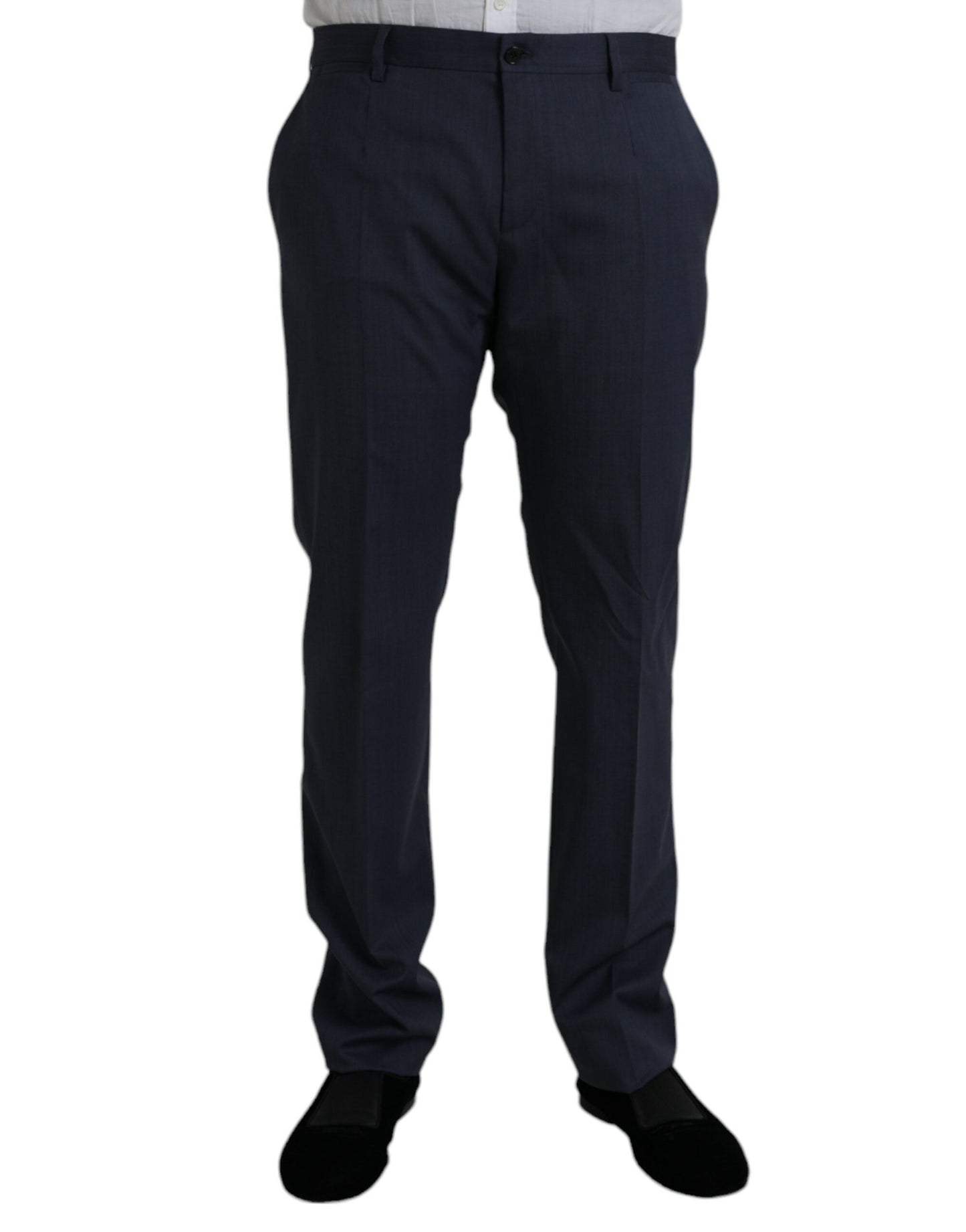 Pantalones formales de vestir ajustados de lana azul