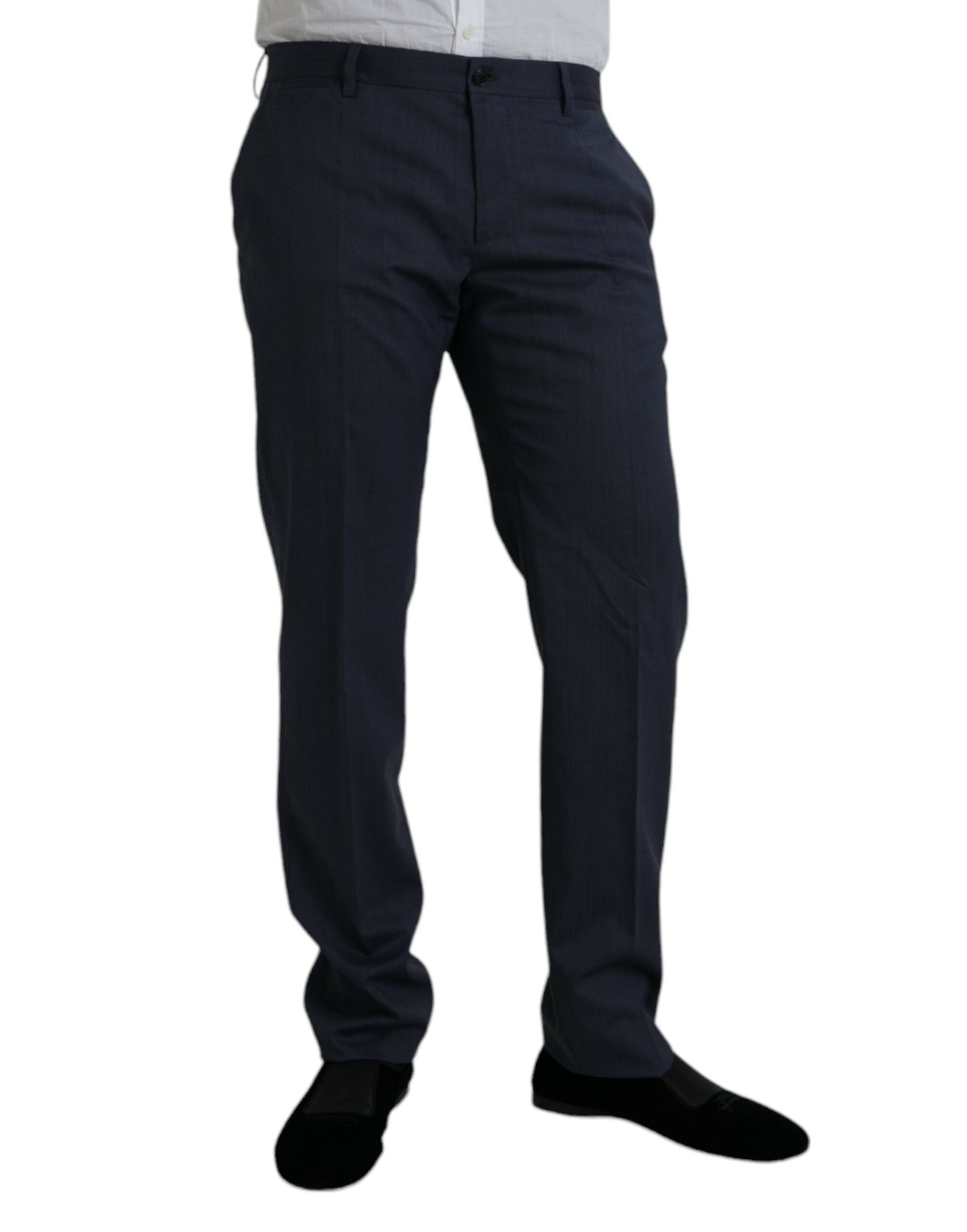 Pantalones formales de vestir ajustados de lana azul