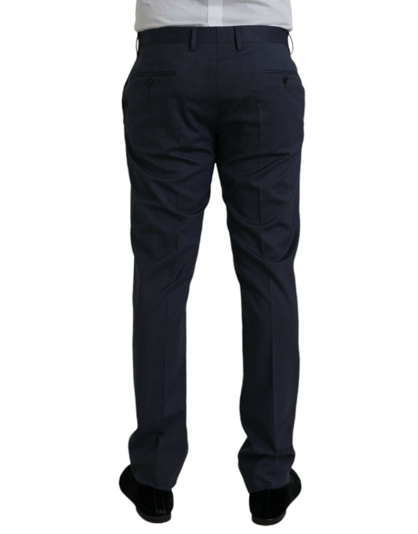 Pantalones formales de vestir ajustados de lana azul