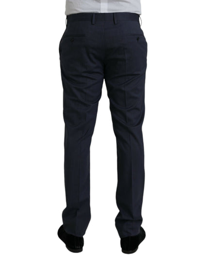 Pantalones formales de vestir ajustados de lana azul