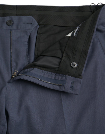 Pantalones formales de vestir ajustados de lana azul