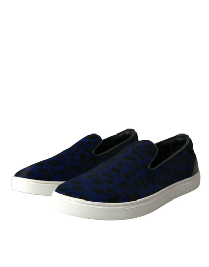 Zapatillas deportivas de leopardo con pelo de becerro azul