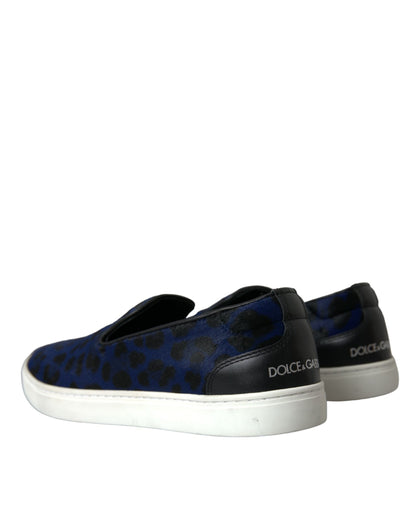 Zapatillas deportivas de leopardo con pelo de becerro azul