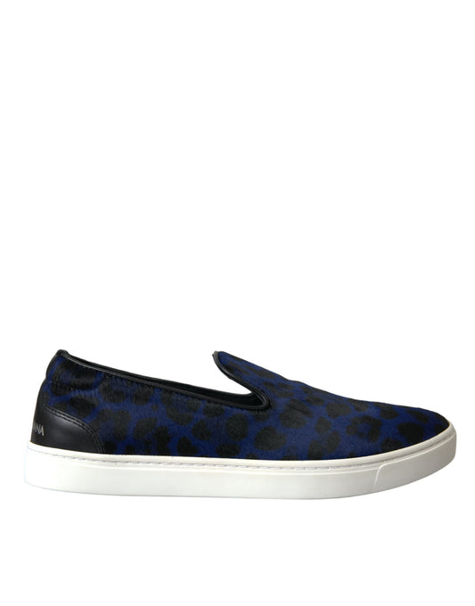 Zapatillas deportivas de leopardo con pelo de becerro azul