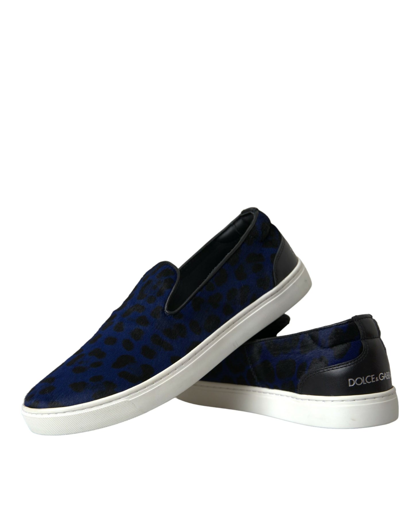 Zapatillas deportivas de leopardo con pelo de becerro azul