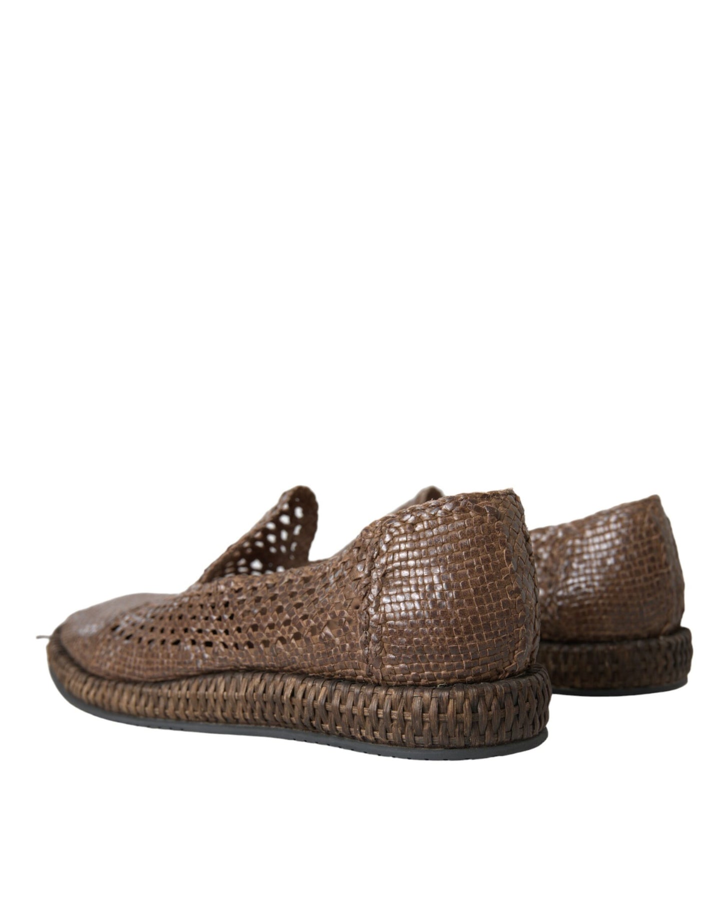 Mocasines casuales de cuero tejido marrón